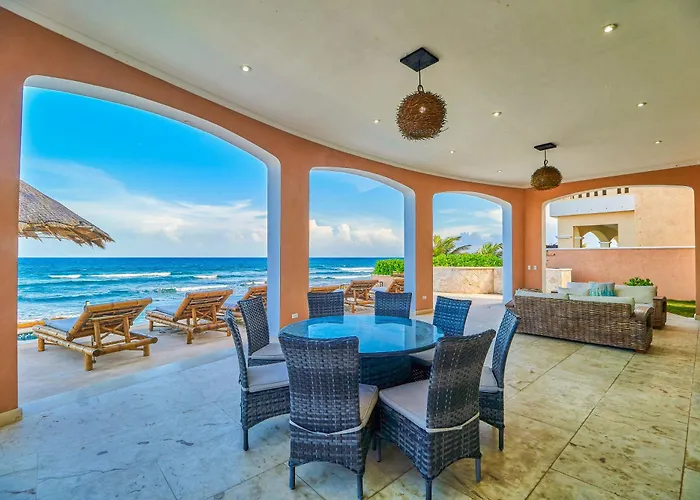 Luxury 7 Bedroom Oceanfront At Hacienda Tankah With Infinity Pool & Premium Hospitality Pousada